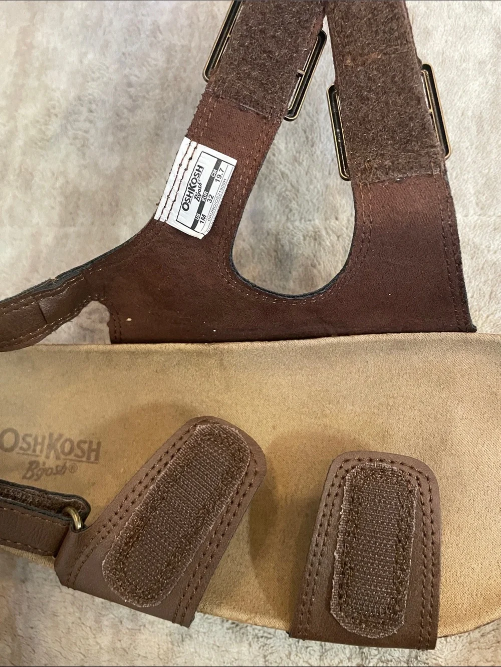 OshKosh Brown Suede-Look Kids Sandals with Buckle
